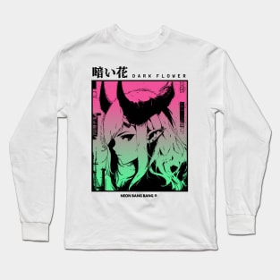 "Dark Flower" Cyberpunk Aesthetic Vaporwave Anime Manga Girl Japanese Streetwear Long Sleeve T-Shirt